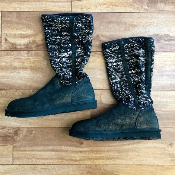 UGG Shimmering Suede & Knit Camaya Boots - Picture 2 of 7